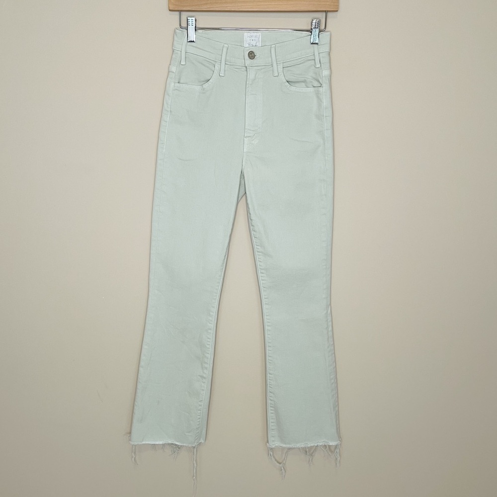 MOTHER High-Rise Straight Crop Jeans in Pale Mint
